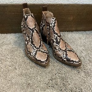 Snakeskin booties